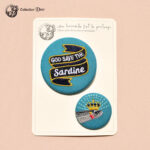 Duo broches brodées God save the sardines